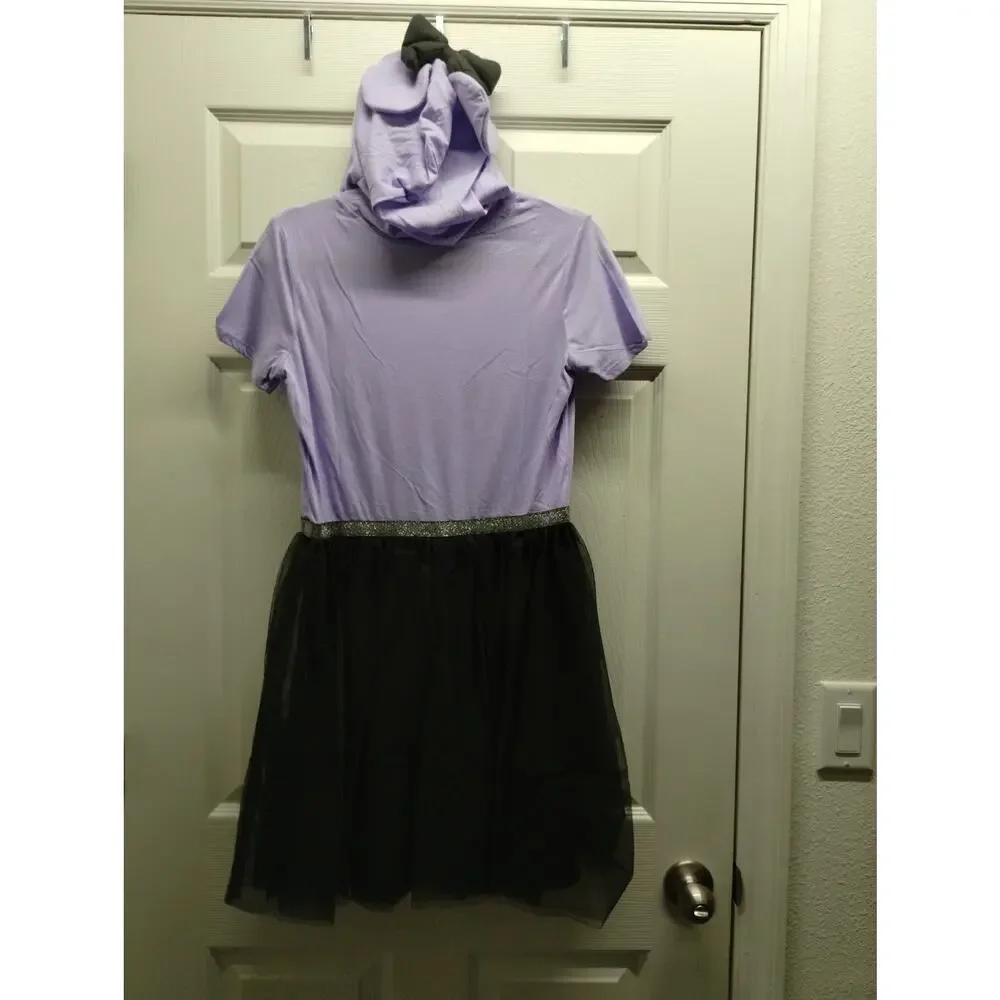 Disney NWT Girls XXL Minnie Mouse Halloween Hooded Tulle Purple & Black Dress